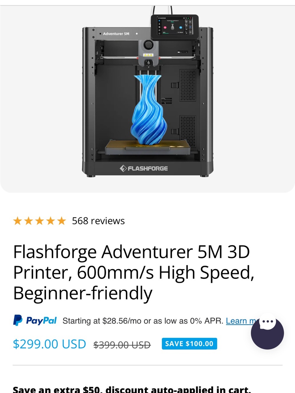 FlashForge Adventurer 5M 3D Printer - Black - Picture 6 of 6